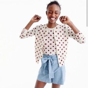 J CREW red polka dot sequin cardigan set